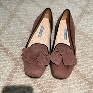 PRADA Mauve Suede Bow Flats
